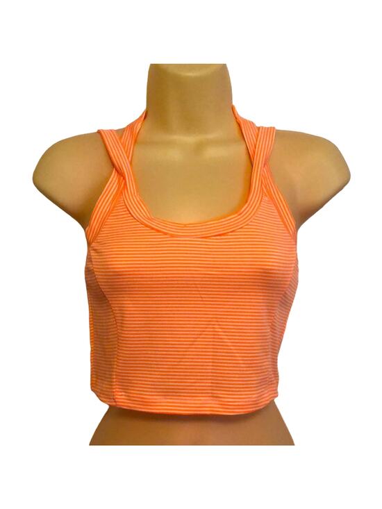She + Hem Tops - She + Hem Orange & White Striped Crop Top Knit Summer Cropped Beach